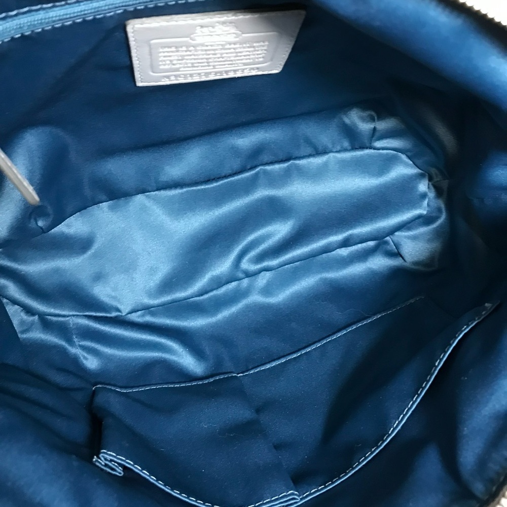 Coach Madison Sophia Op Art Gray Sateen Satchel with Python-Embossed Trim EUC - Picture 6 of 7